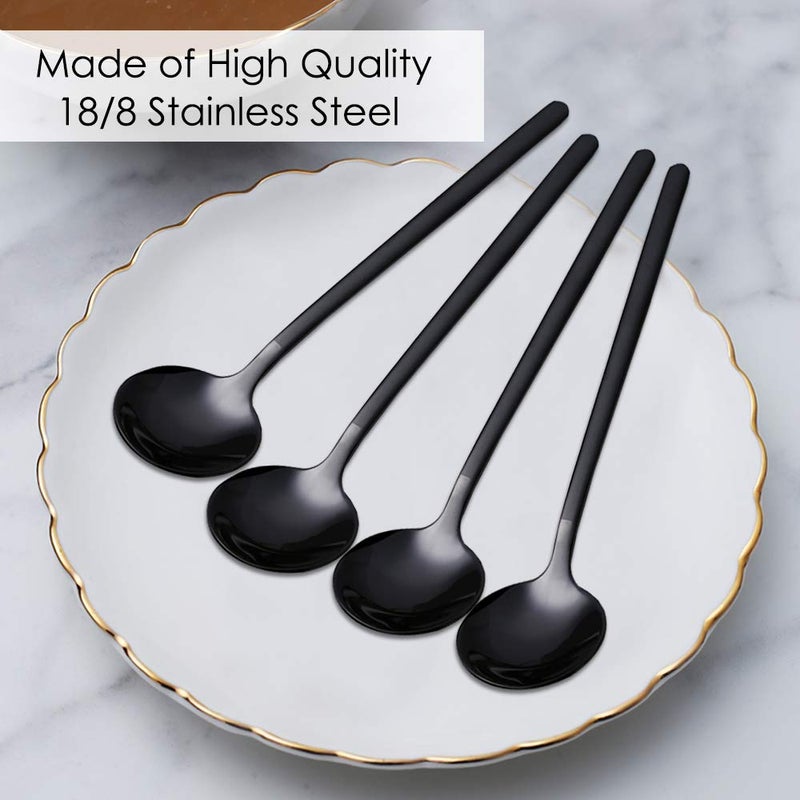 findTop Pack of 8, Black Stainless Steel Espresso Spoons, findTop Mini Teaspoons Set for Coffee Sugar Dessert Cake Ice Cream Soup Antipasto Cappuccino, 5.3 Inch - Image 3